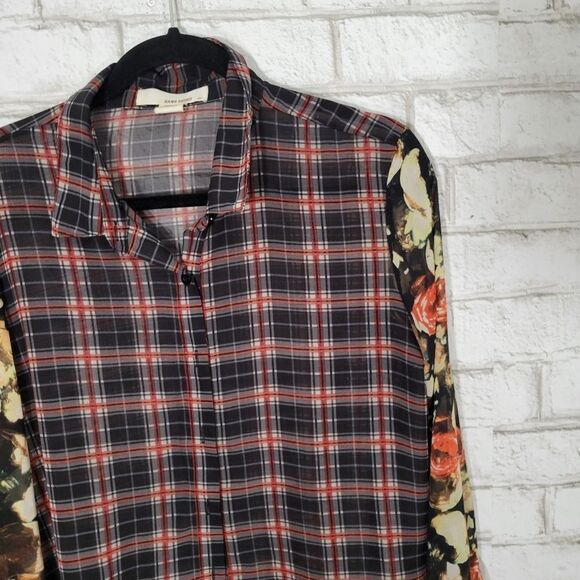 Sans Souci chiffon plaid blouse - Picture 2 of 12